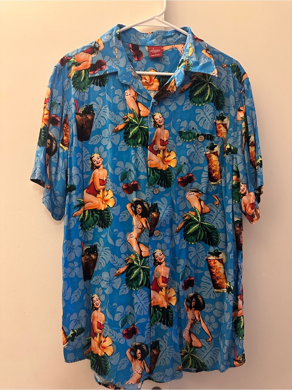Junction West Vintage-Style Blue Hawaiian Shirt Vacation Paradise Beach